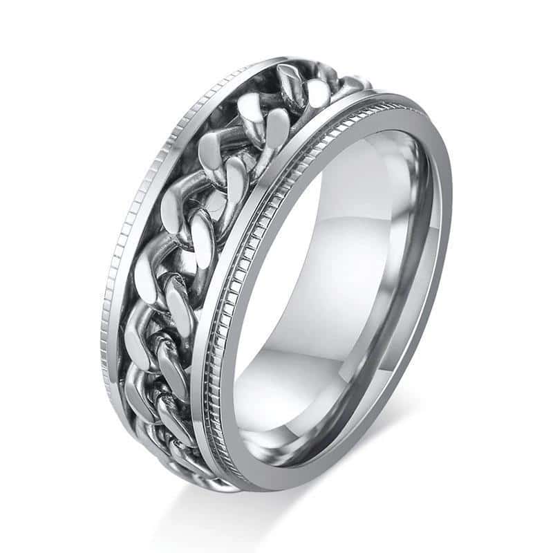 Anti-Stress Ring <Br>Silver Rotating Chain