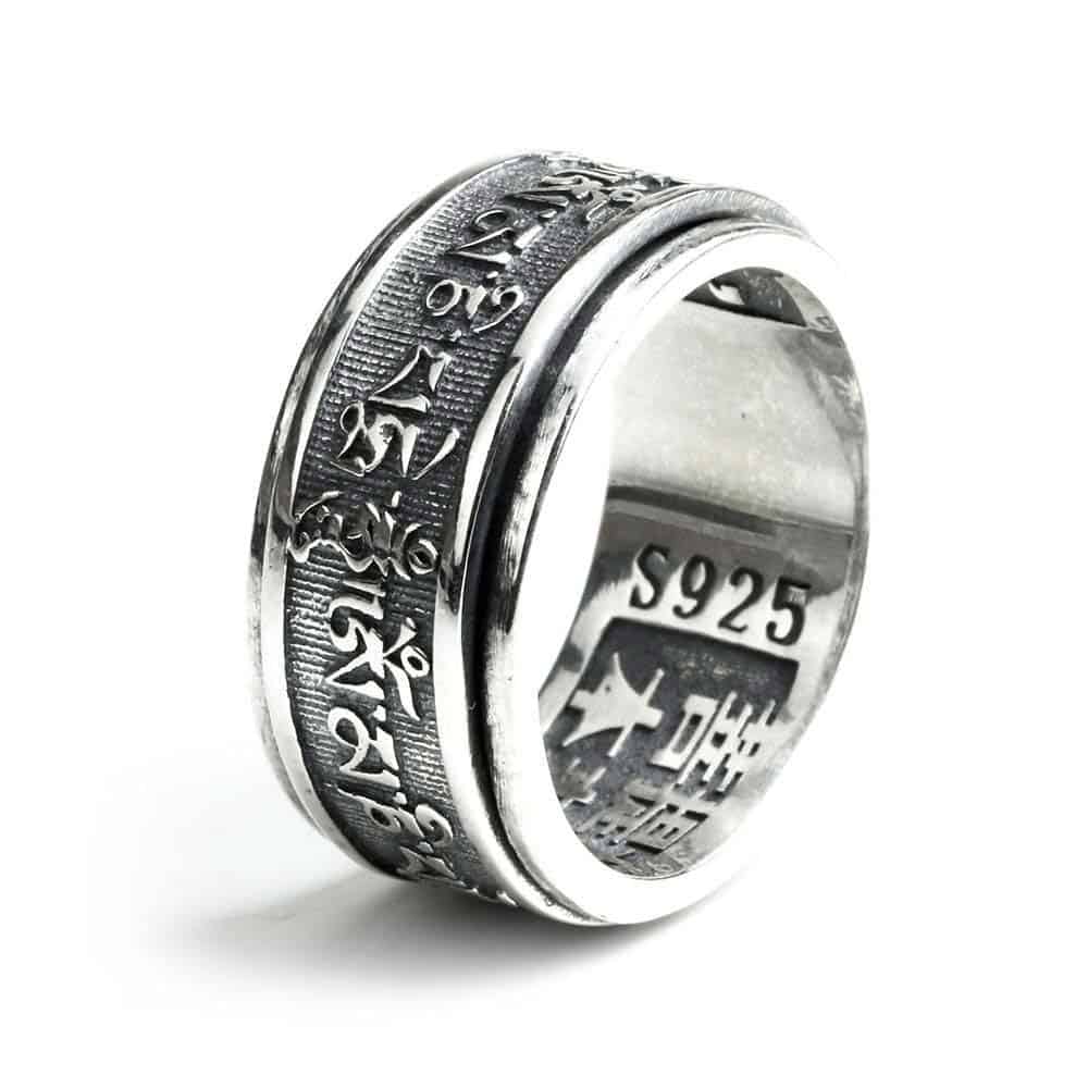 Anti-Stress Ring <Br>Om Mani Padme Hum (Silver)