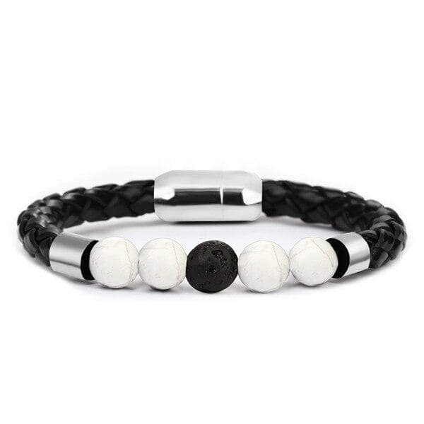 Anti-Stress Bracelet <Br>Woven Howlite Leather
