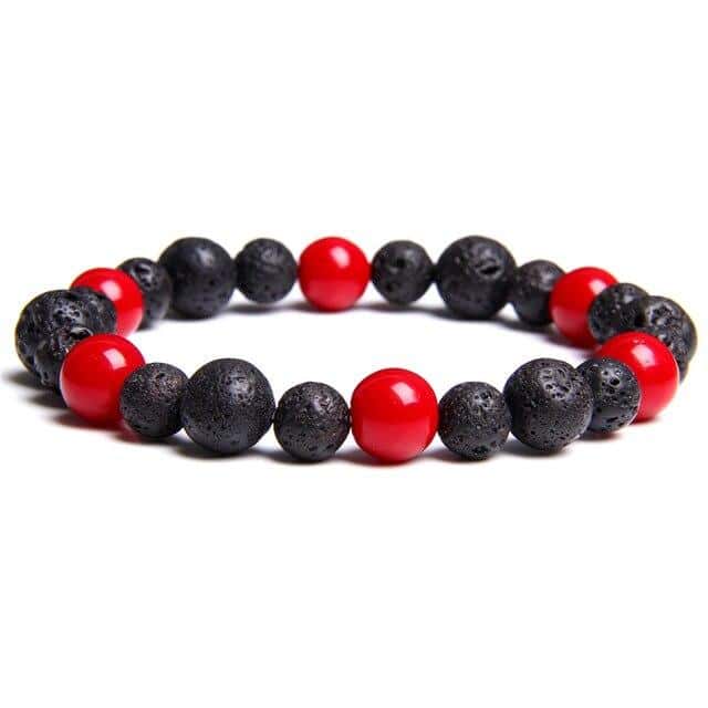 Anti-Stress Bracelet <Br>Red Coral And Lava Stone