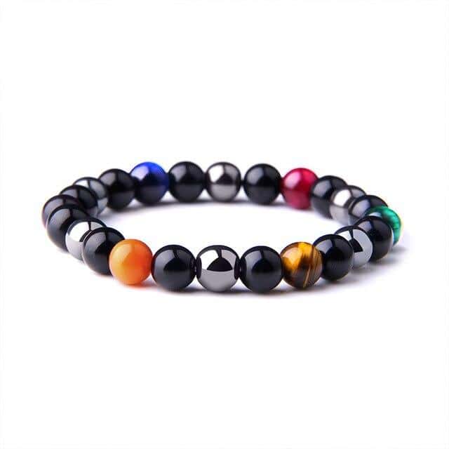 Anti-Stress Bracelet <Br>In Tiger'S Eye, Black Obsidian And Hematite