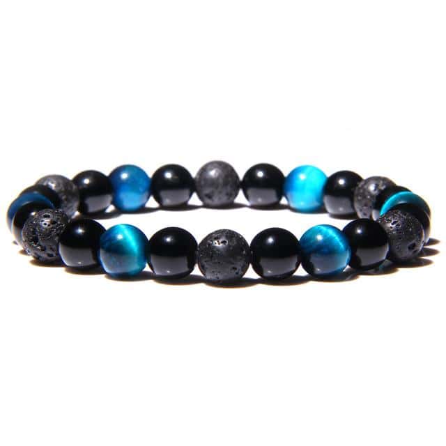 Anti-Stress Bracelet <Br>Blue Stone, Black Obsidian And Lava Stone