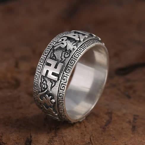 Anti-Stress Ring <Br>Buddhist Swastika (Silver)