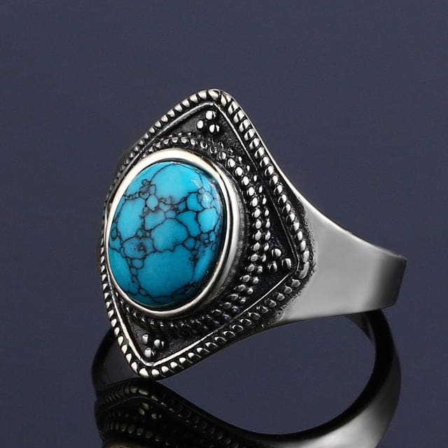 Zen Ring <Br>Ethnic Turquoise Silver